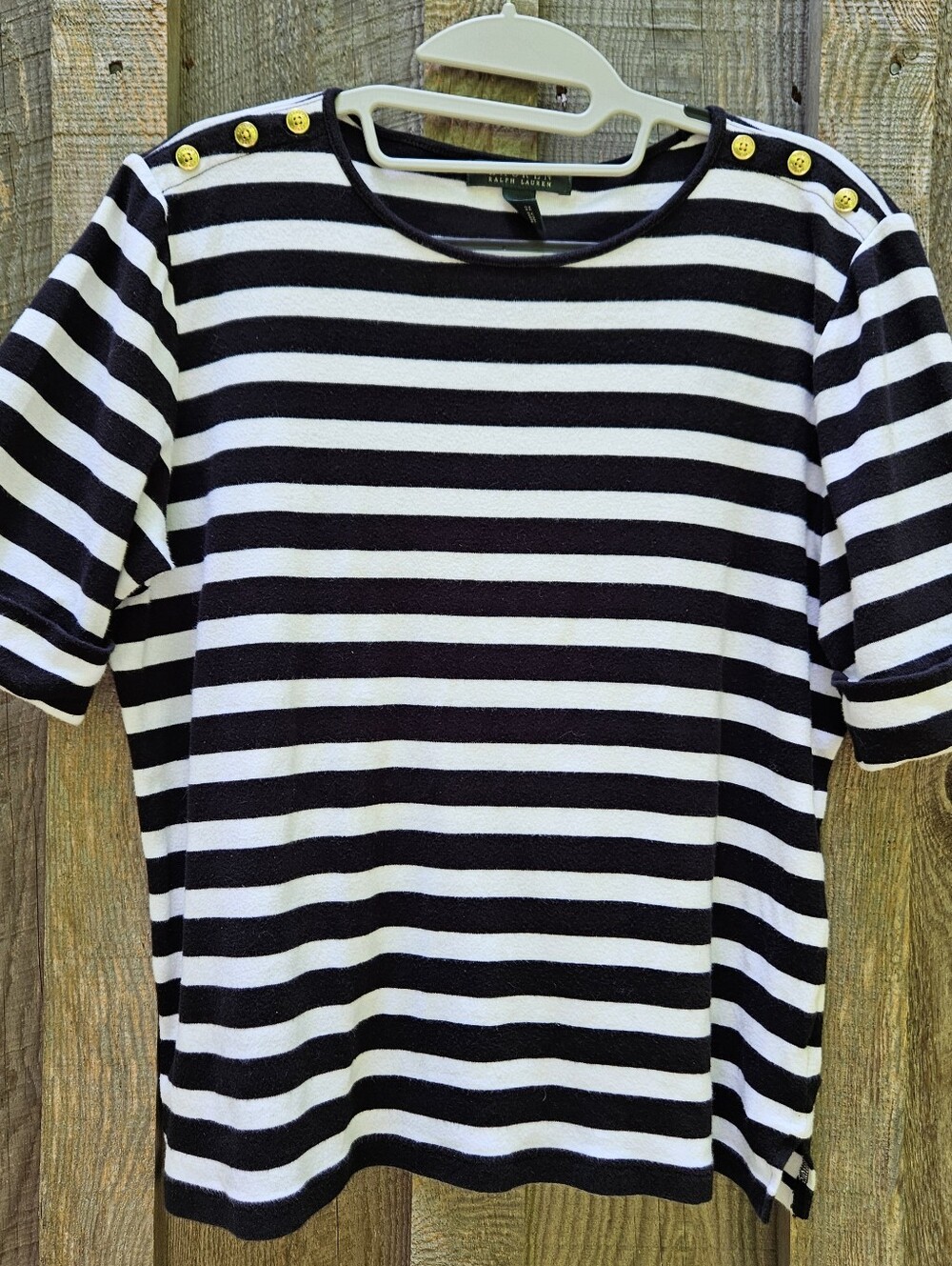 Lauren Ralph Lauren Womens XL 100% Cotton Button Accent Short Cuffed Sleeve